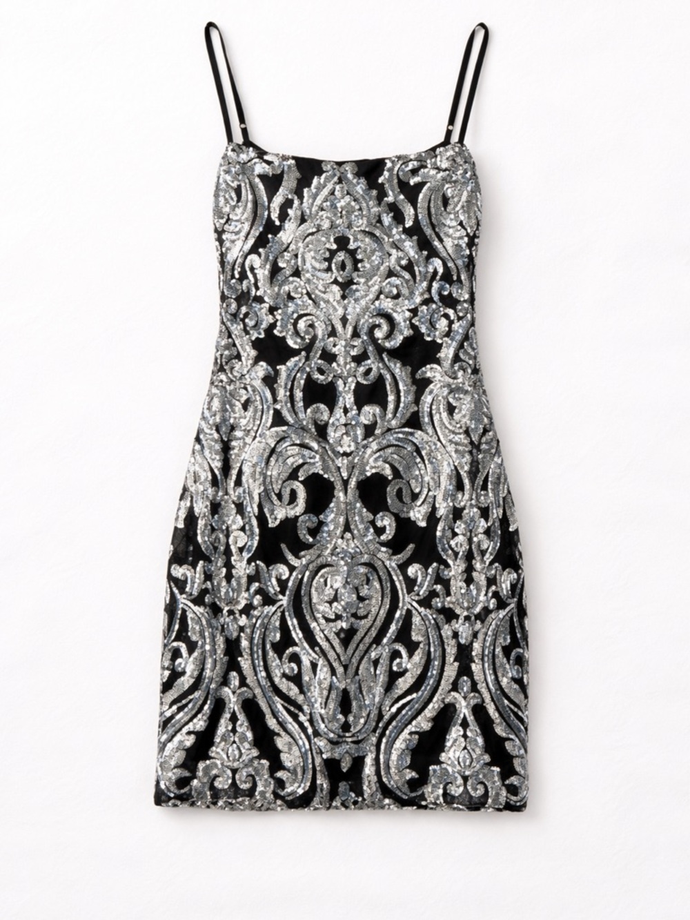 B. Darlin | Ornate Baroque Sequin Cocktail Mini Dress Glam Disco Y2K Revival